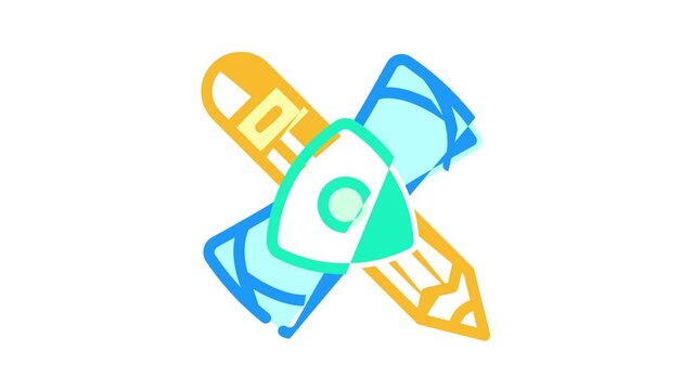 chalk, soap and pencil for drawing color icon animation