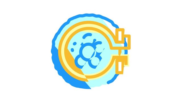 embroidering flower in embroidery hoop color icon animation