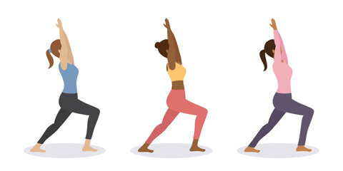 sporty girl does yoga workout healthy lifestyle set