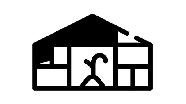 farm greenhouse black icon animation