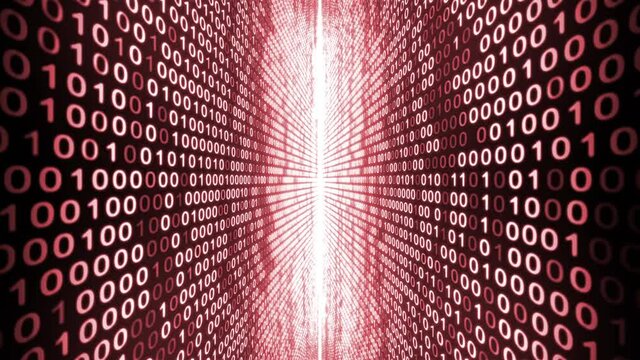 Digital binary code red walls animation looping background