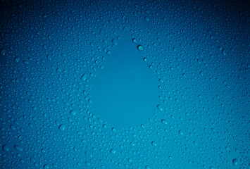 Water Drops as Droplet Shape on Blue Background. World Water Day Concept. Environment Care. CSR,...