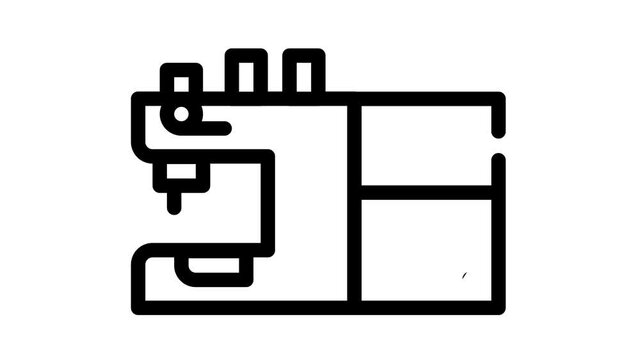 sewing machine with programmable embroidery black icon animation