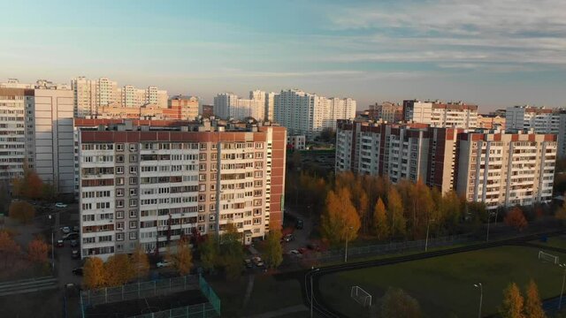 16 microdistrict of city of Zelenograd in the evening in Moscow, Russia