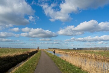 Wageningen Netherlands - 16 February 2018 - Nature reserve Hooilanden in Binnenveld near Wageningen in the Netherlands
