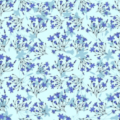 seamless pattern of flowers bells hand-drawn, vector illustrations eps10. 
