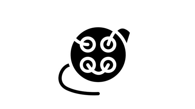 button with thread and needle glyph icon animation