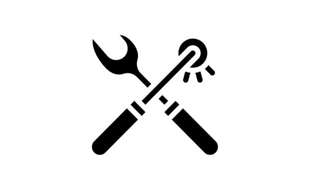 rasper and hole punch for eyelets and buttons glyph icon animation