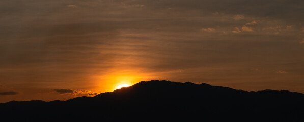 colorful of sky and beautiful mountain landscape Morning sunrise time mountain scenery