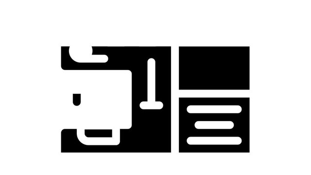 sewing machine with programmable embroidery glyph icon animation