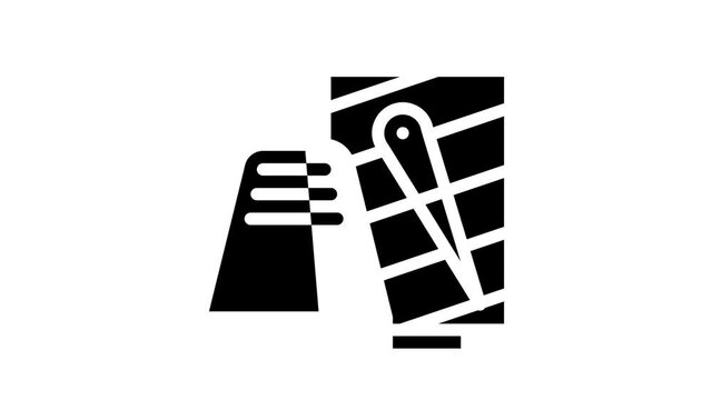 thimble with thread glyph icon animation