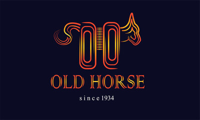 Old Horse logo. classic horse logo with gradient gold color