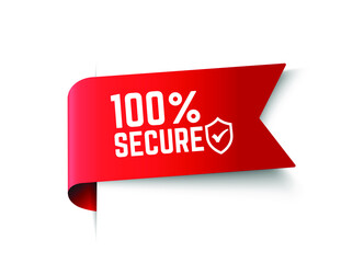 red and white banner 100 percent secure.