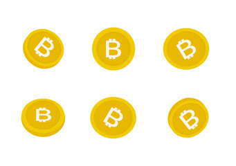 A set of bitcoin cryptocurrency vector isolated on white background