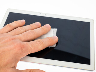 clean the tablet with a cleaning pad