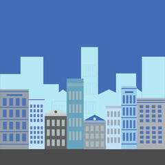 city in the evening twilight.,Illustration in flat style