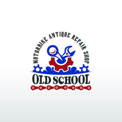 workshop logo, mechanical machine vector eps 10