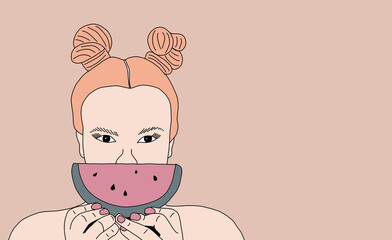 Pop art girl poster hand drawing, social media ready with copy space collection