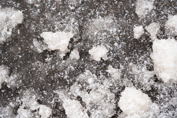 Abstract background in the form of snow on the asphalt