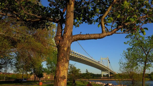 Smooth Pan Left View of the RFK Bridge