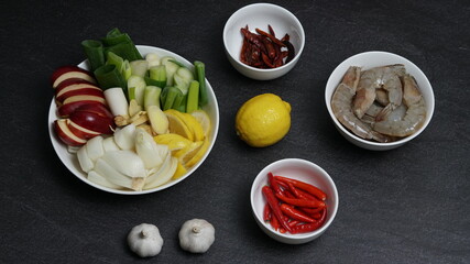 ingredients for soy sauce marinated shrimp