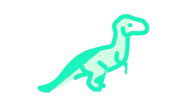 velociraptor dinosaur color icon animation