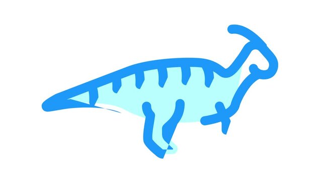parasaurolophus dinosaur color icon animation