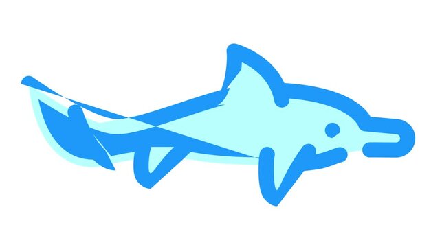 ichthyosaurus dinosaur color icon animation