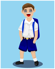 isolated boy student on blue background vector design
