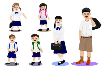 isolated girl and boy students on white background vector design
