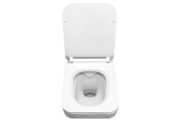 White ceramic toilet with an open flap, isolated on a white background with clipping path.