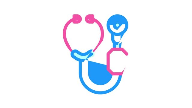 digital stethoscope color icon animation