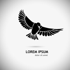 logo monochrome cute flying bird. Vector illustration