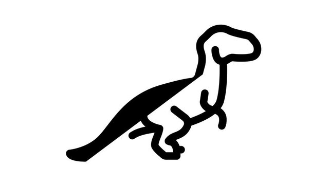 velociraptor dinosaur black icon animation