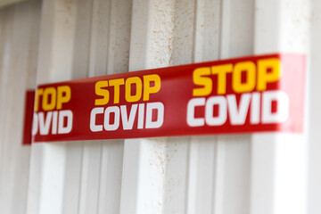 Message with Stop Covid words.