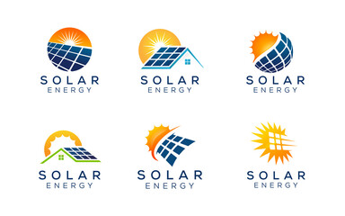 Sun Power Solar green energy logo set