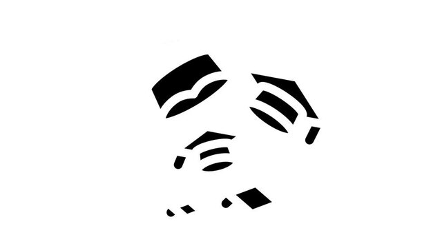 celebration graduation fly caps glyph icon animation