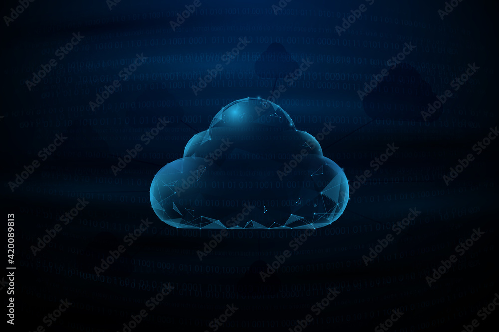 Aufkleber Cloud online storage technology concept. Cloud computing and Big data information. Low poly model design. Vector illustration