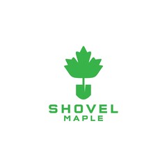Shovel Maple Logo Design Vector