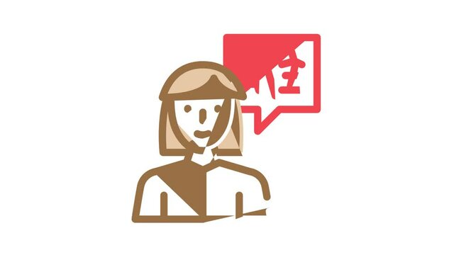 interpreter woman job color icon animation