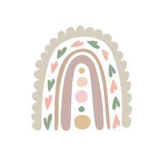 Boho rainbow abstract shapes, simple hand drawn silhouette vector illustration in trendy pastel colors, minimalist concept perfect for making cards, banners, modern posters, textile, papercraft