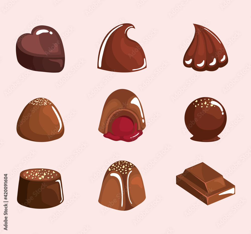 Canvas Prints nine chocolate products