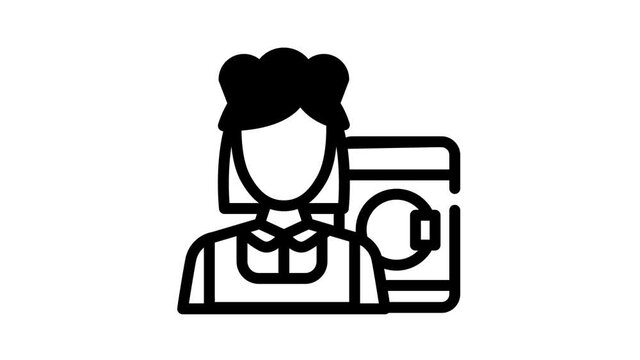 housekeeper woman job black icon animation