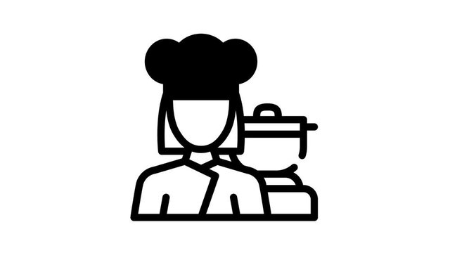 cook woman job black icon animation