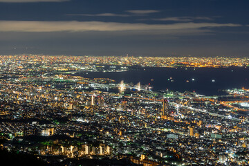 日本三大夜景 摩耶山掬星台からの1000万ドルの夜景