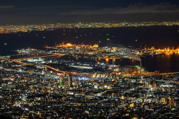 日本三大夜景 摩耶山掬星台からの1000万ドルの夜景