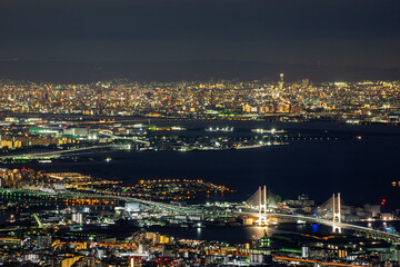Fototapeta na wymiar 日本三大夜景 摩耶山掬星台からの1000万ドルの夜景