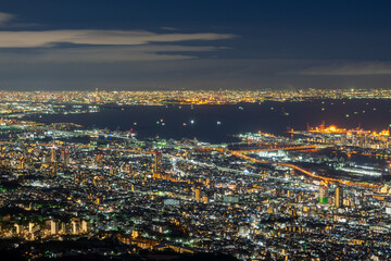 Obraz premium 日本三大夜景 摩耶山掬星台からの1000万ドルの夜景