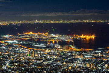 日本三大夜景 摩耶山掬星台からの1000万ドルの夜景