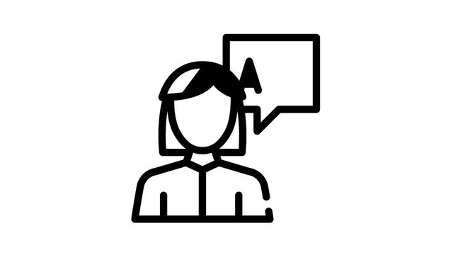 interpreter woman job black icon animation